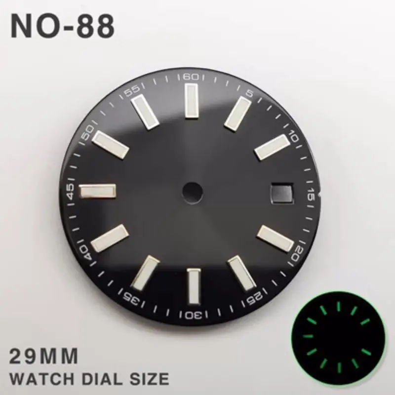 Mod 29MM 369 60Minute Green Luminous Sterile Watch Dial Date Window Literally Fits for 2813 8215 8200 Men's Automatic Movement