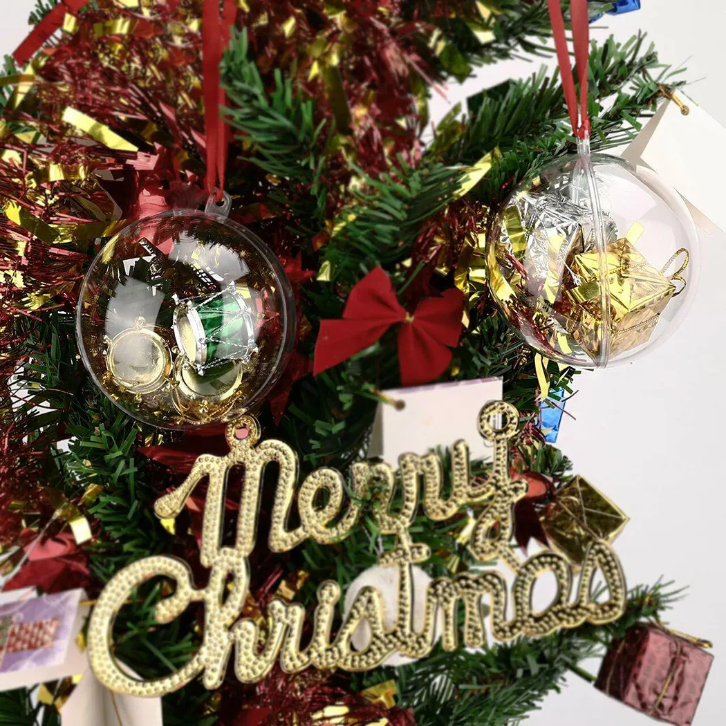 

20 шт. Рождественский шар, пластиковый шар, прозрачный круглый шар, вечный цветок, подвесной шар для мусса, полый прозрачный шар