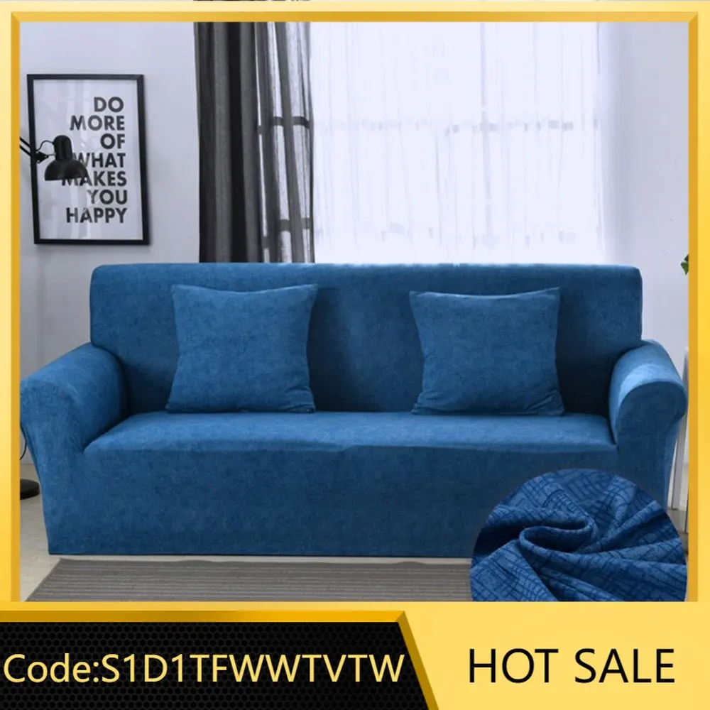 

3 Seater Sofa Cover Pastoral Solid Color Sofa Covers Elastic Polyester Slipcover All-inclusive Non-slip Sofa Covers For HomeY357