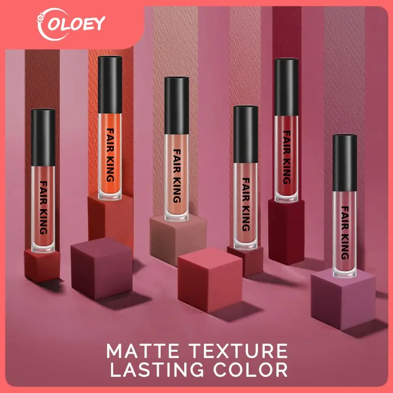 

FAIR KING6 Colors Matte Moisturizing Lip Gloss Red Makeup Lip Tint Waterproof Long Lasting Lipstick Non-stick Cup TSLM1