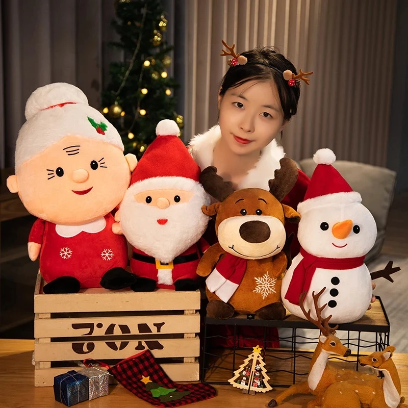 

23 см милый Санта-Клаус и Лось Снеговик плюшевые игрушки кукла-животное рождественские подарки для детей украшение для дома