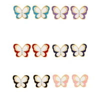 elegant copper cute butterfly insect earrings accessories for women 2022 luxury white zirconia enamel jewelry gift stud earrings