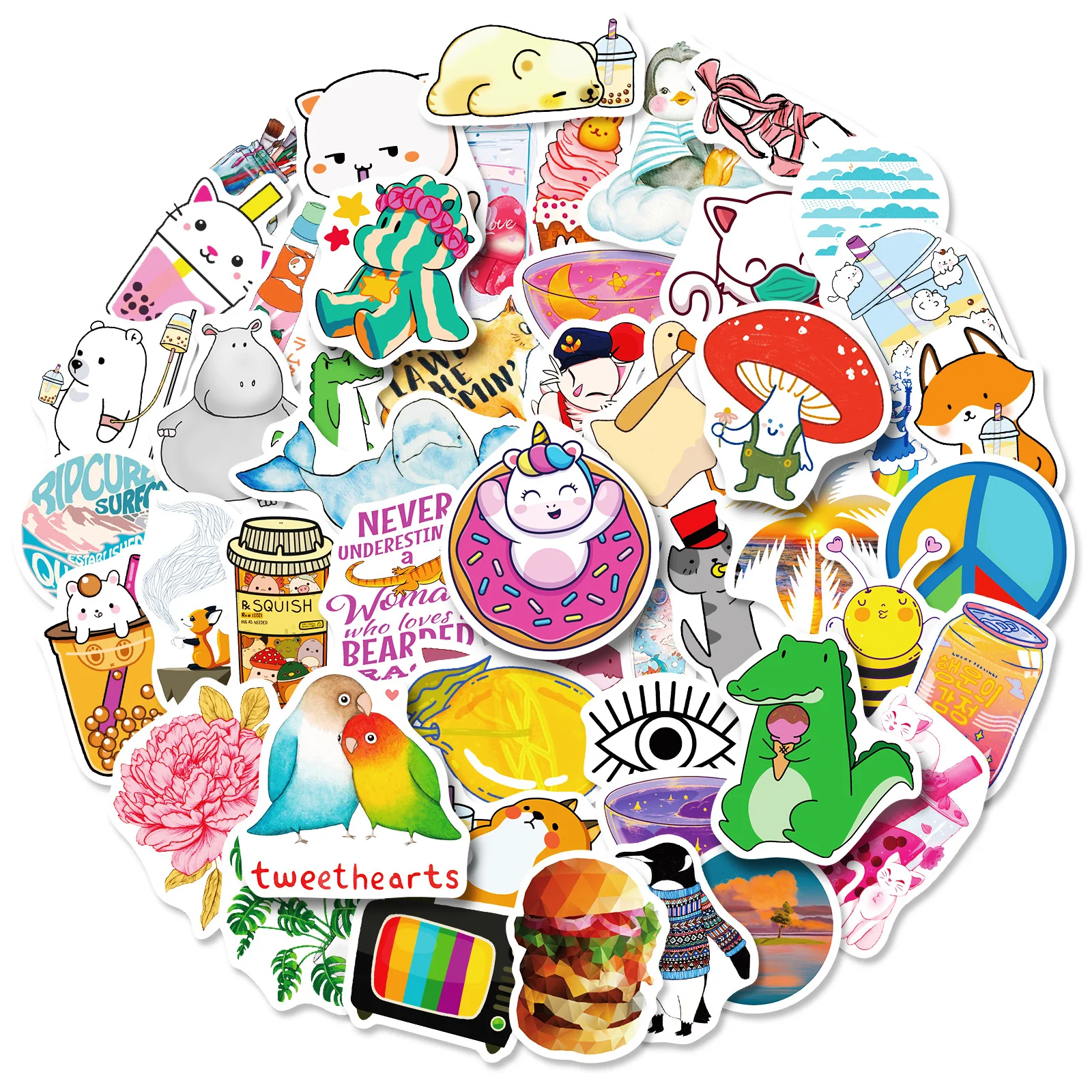 

10/50PCS Cartoon Funny Stickers Outdoor Vsco Girl Cute Animals Waterproof Decals for Kids DIY Skateboard Laptop Luggage Fridge