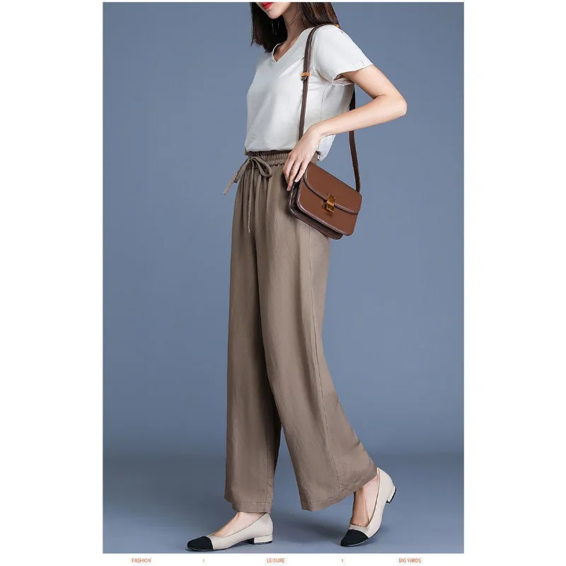 

2023 New Summer Fashion Vintage Cotton Hemp Solid Loose Elastic Waist Cropped Casual Pants for Women Euryscelia