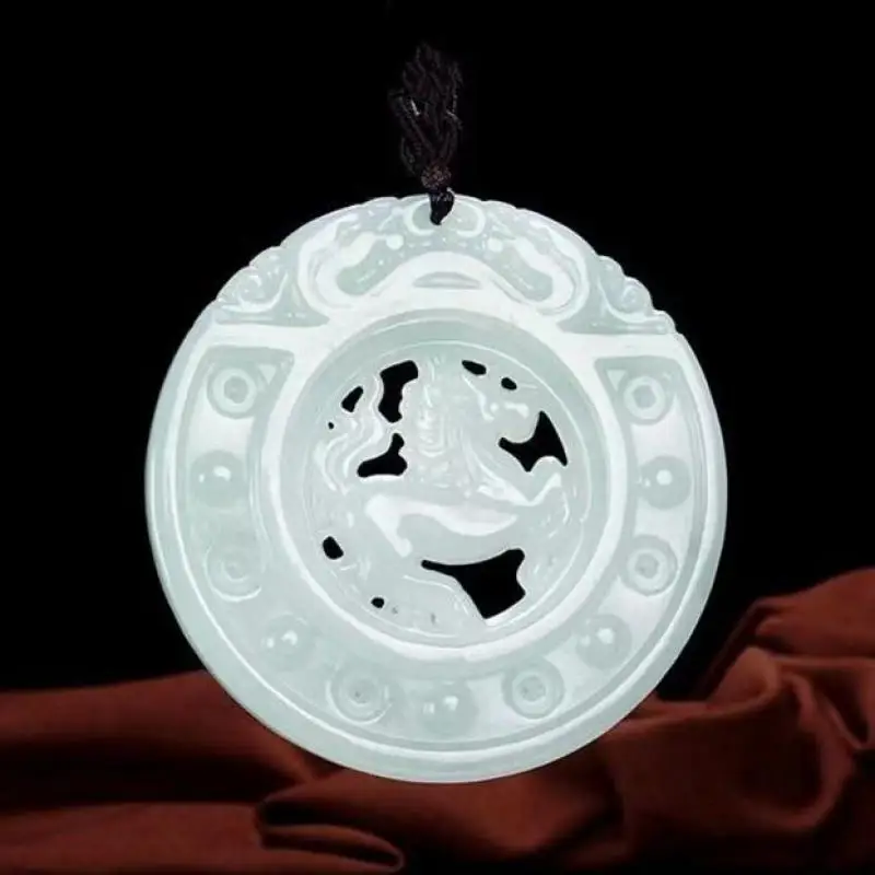 

Grade A Myanmar Jadeite Horse Pendant Necklace Men Women Fine Jewelry Genuine Natural Burma Jade Chinese Zodiac Horse Necklaces