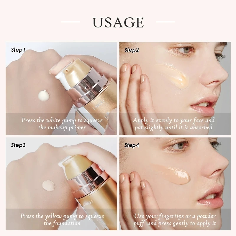 Двойная трубка праймера для макияжа жидкая основа водостойкий консилер контроль