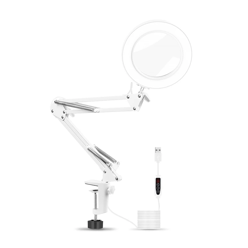 

5X Magnifier LED Lamp 3 Adjustable Lights Color for Reading Crafts Hobby DIY Welding