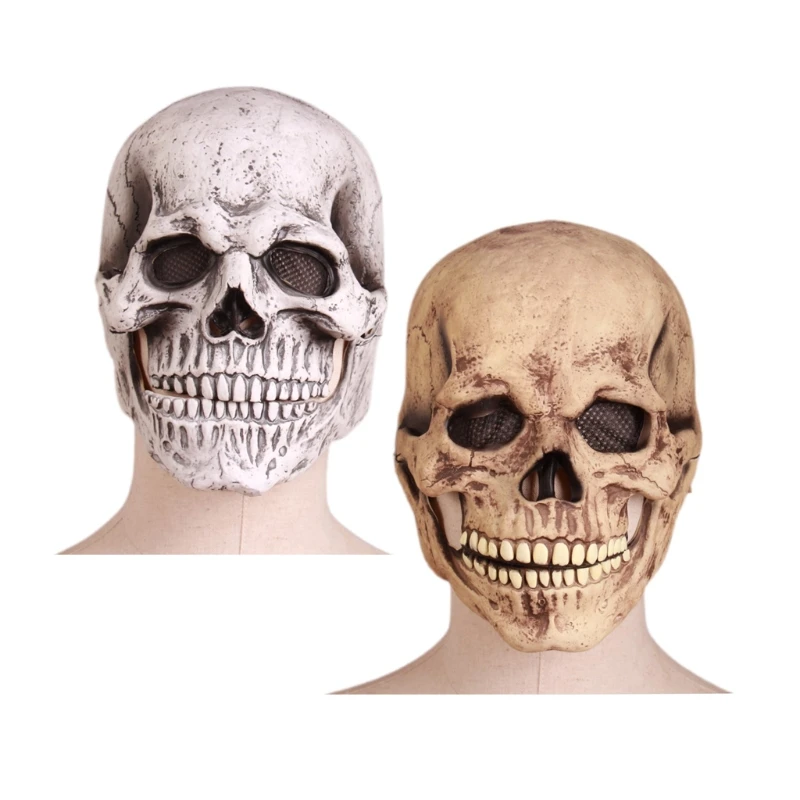 

Маска с черепом на всю голову для Хэллоуина, шлем с подвижными челюстями, полная голова, реалистичные взрослые латексные маски, 3D страшная м...
