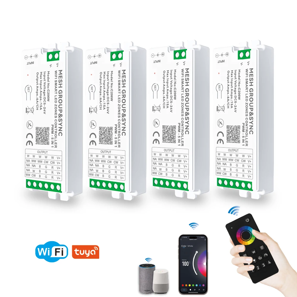 Фото tuya smart life home 12v 24v 15a диммер cct rgb светодиодная лента bluetooth wifi zigbee 5in1 контроллер xiaomi alexa кнопочный переключатель №1