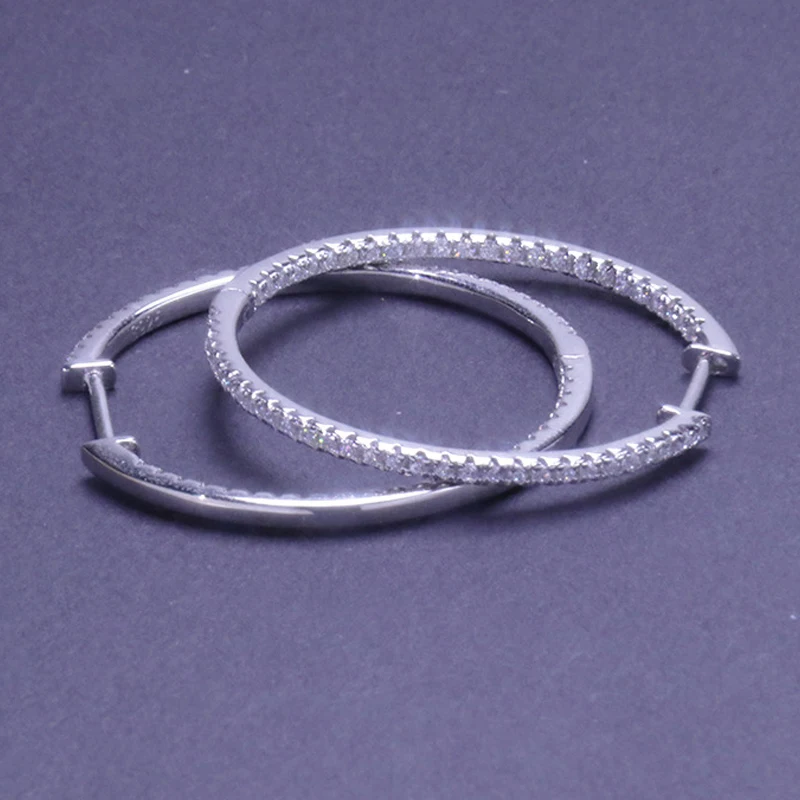 

0.86-2.88CT Full Enternity Moissanite Hoop Earring for Women Sparkling Lab Diamond Earrings S925 Sterling Silver Jewelry