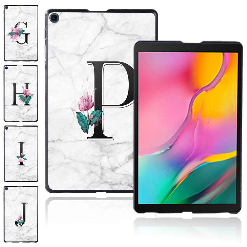 

Tablet Case for Samsung Galaxy Tab A A6(7.0 T280/10.1 T580)Tab A(9.7 10.1 10.5) Tab E 9.6" T560 White Marble 26 Letters Shell