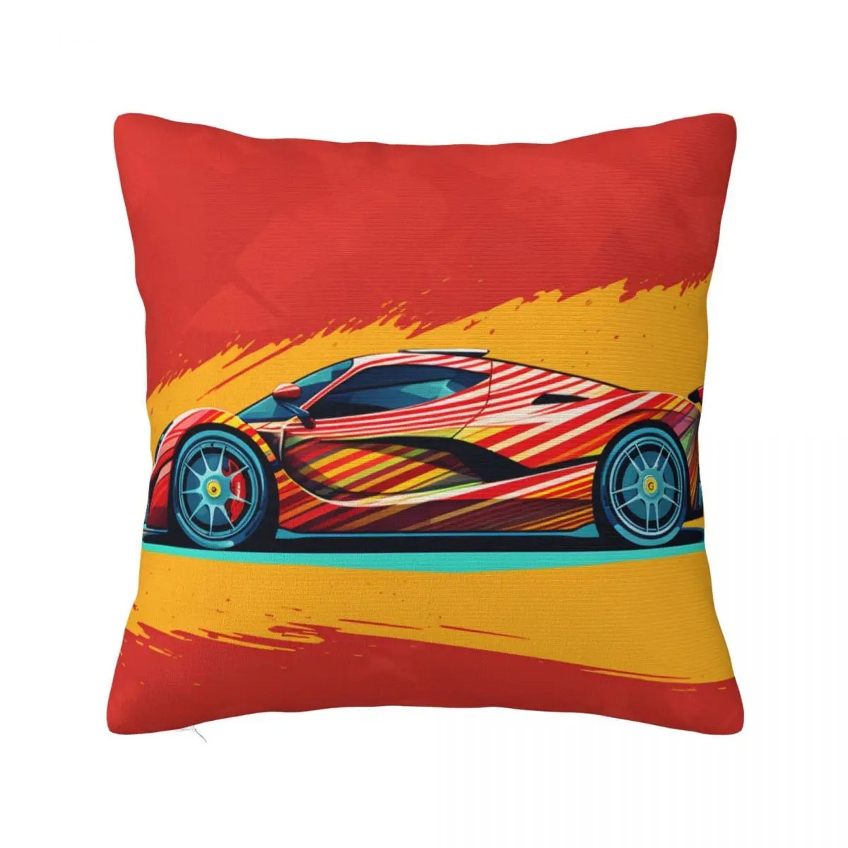 

Passionate Sports Car Pillow Case Multicolored Retro Luxury Polyester Pillowcase Bed Zipper Spring Cover