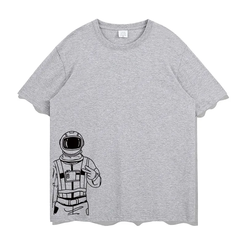 

Футболка мужская с принтом астронавта, модный Свободный Топ в стиле Харадзюку, короткий рукав, уличная одежда, пуловер, на лето