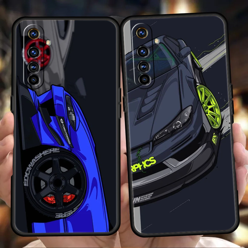 

JDM Drift Tokyo Sports Car Phone Case Cover for Oppo A12 A15 A16 A74 A76 A54 Reno 6 7 Find X5 Pro A9 2020 Plus 5G Silicone Shell