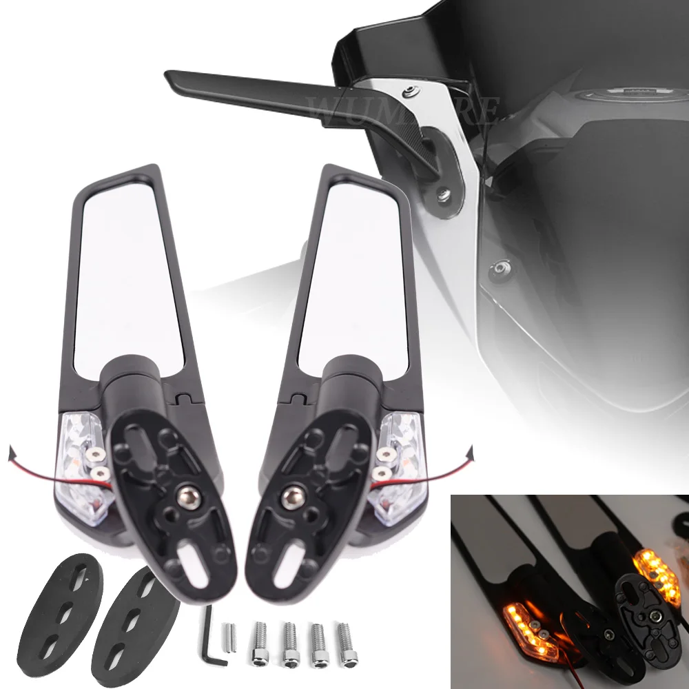 

Motorcycle Mirrors Modified Wind Wing Adjustable Rotating Rearview Mirror for Honda CBR 650R 650F VFR 400 750 800 VTR1000F
