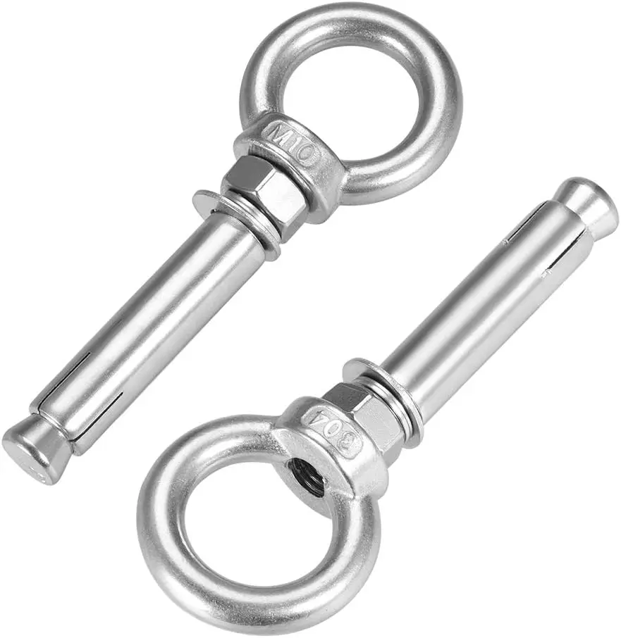 

Keszoox M10 x 80 Expansion Eyebolt Eye Nut Screw with Ring 304 Stainless Steel Anchor Raw Bolts 2 Pcs