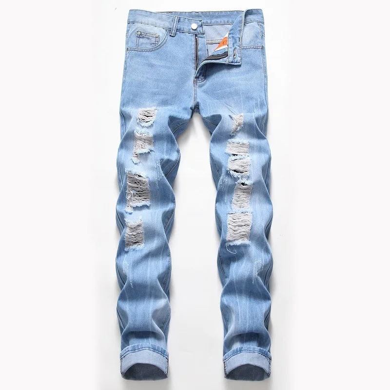 New Distressed Jeans Are Worn Out Straight and Retro Casual and Comfortable Versatile and Fashionable Jeans for Men