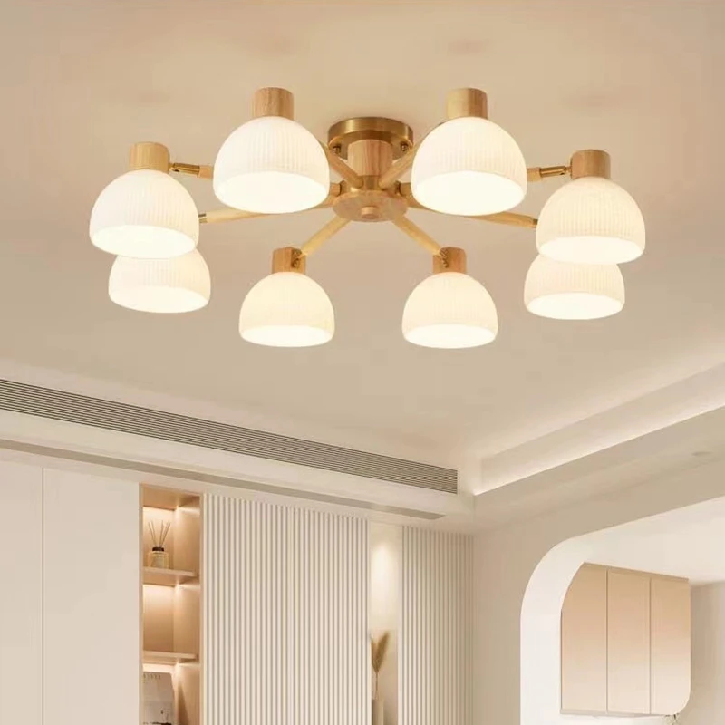 

Nordic log modern simple pendant lamp creative personality warm household atmosphere living bedroom lamp chandeliers
