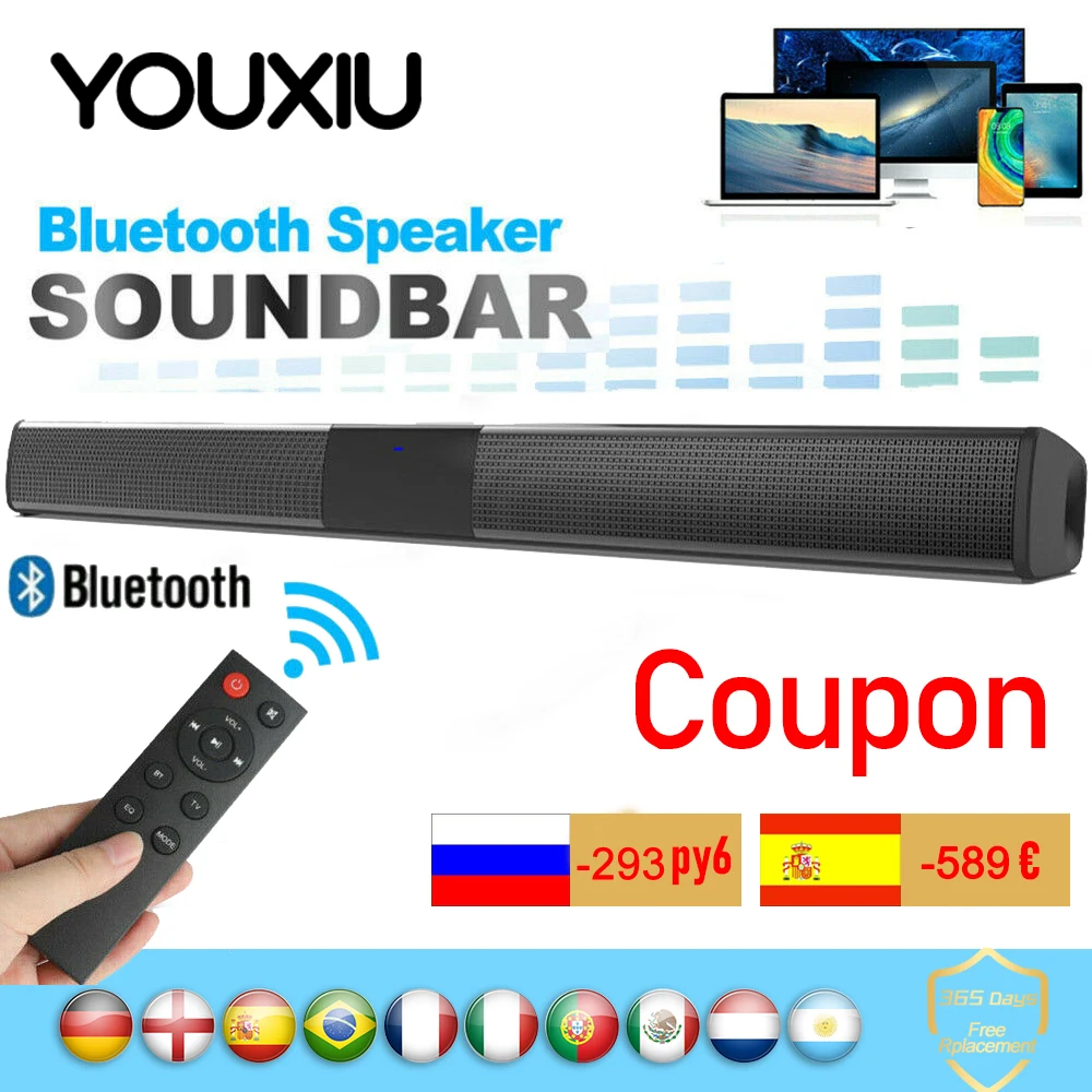 

20W Bluetooth Soundbar Wired and Wireles Speaker Stereo Speakers Hifi Home Theater TV Sound Bar Subwoofer Column for Smart Phone