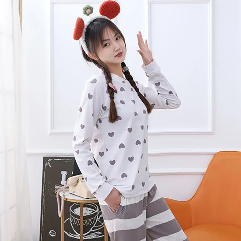 Pure Cotton Pajamas Women's Spring and Autumn Models Long-sleeved Home Service Women's Simple Loose Casual Suit Large Size 3XL