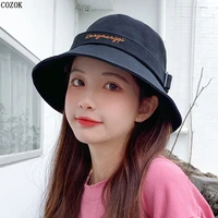 spring and summer the new exquisite letter embroidery iron buckle bucket hat sunshade and sun protection fashion trend wild cap