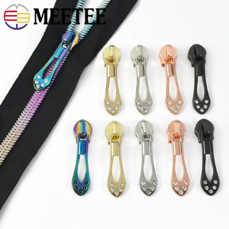

Meetee 10/20/50Pcs 5# Zipper Slider for Nylon Zips Tape Garment Pockets Zippers Puller Head Sewing Zip Repair Kits Replacement