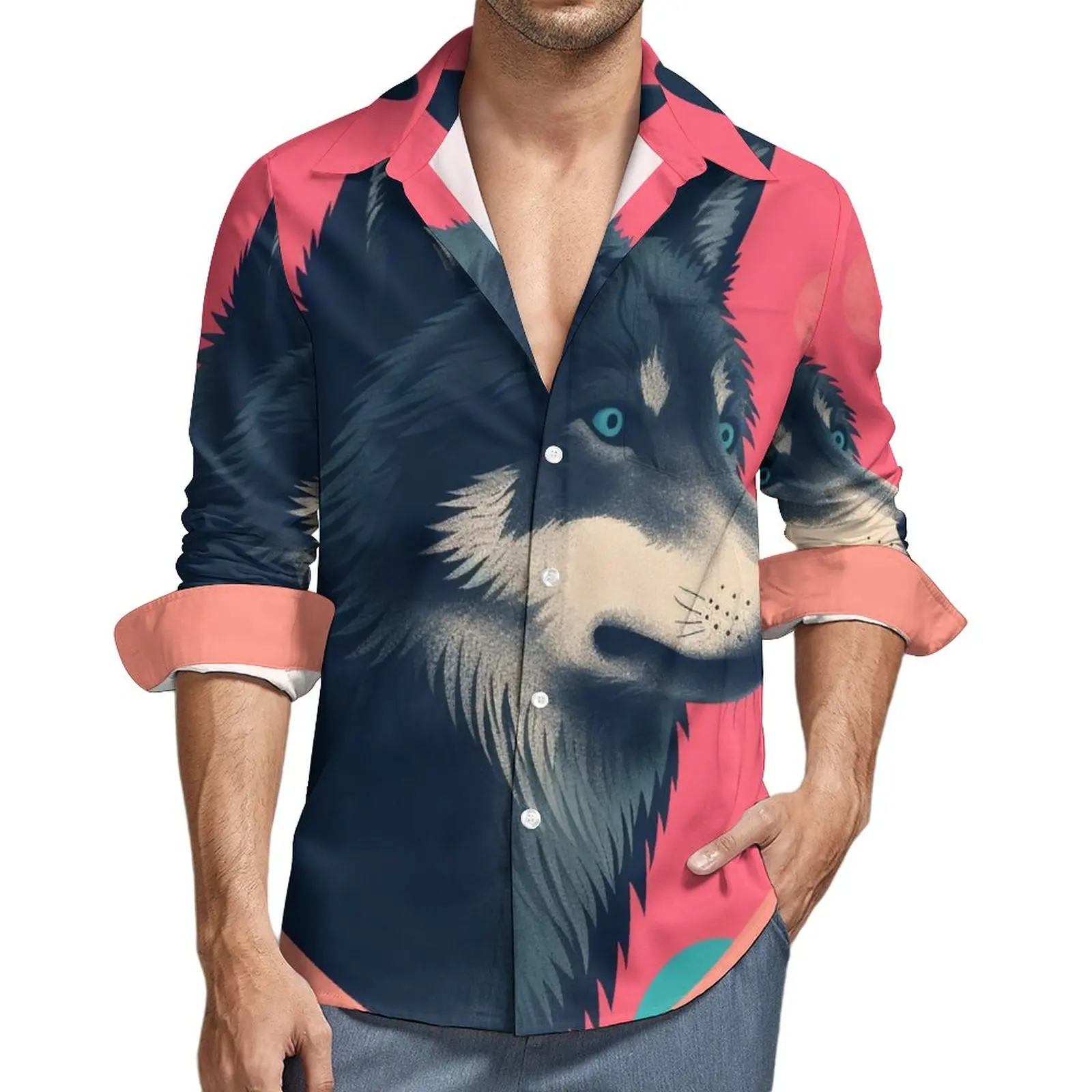 

Рубашка мужская с длинным рукавом, 3XL, 4XL