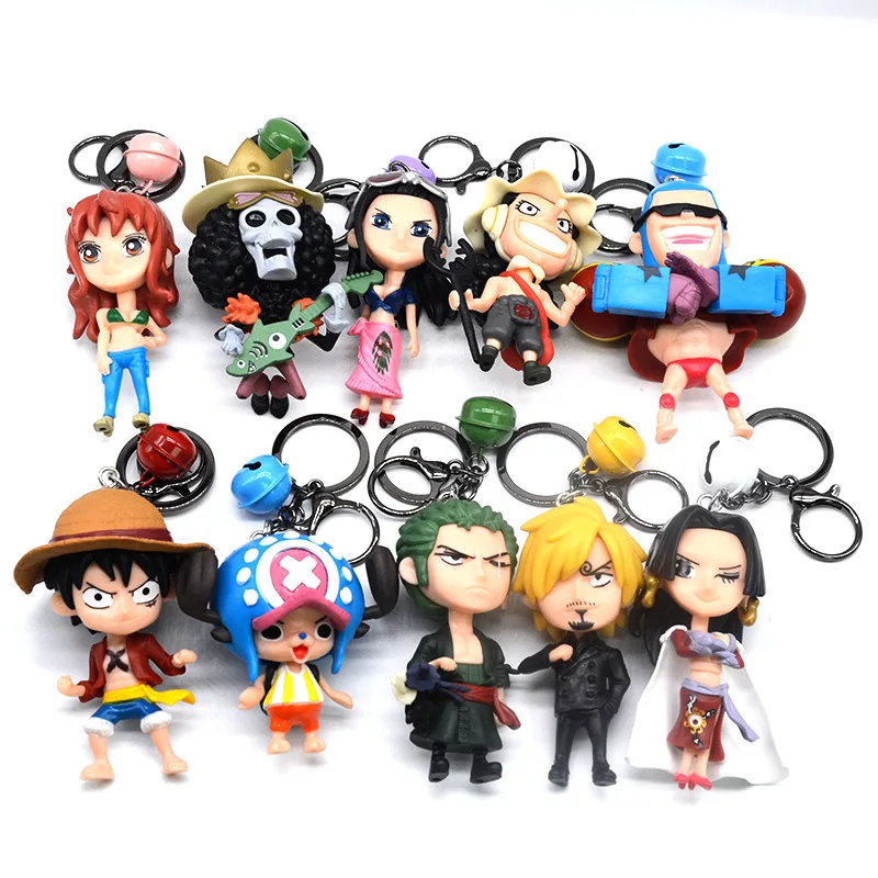 

10Pcs/Set Anime One Piece Luffy Zoro Ace Pirate Garage Kits Model Furnishing Articles Pendant Keychain Gifts