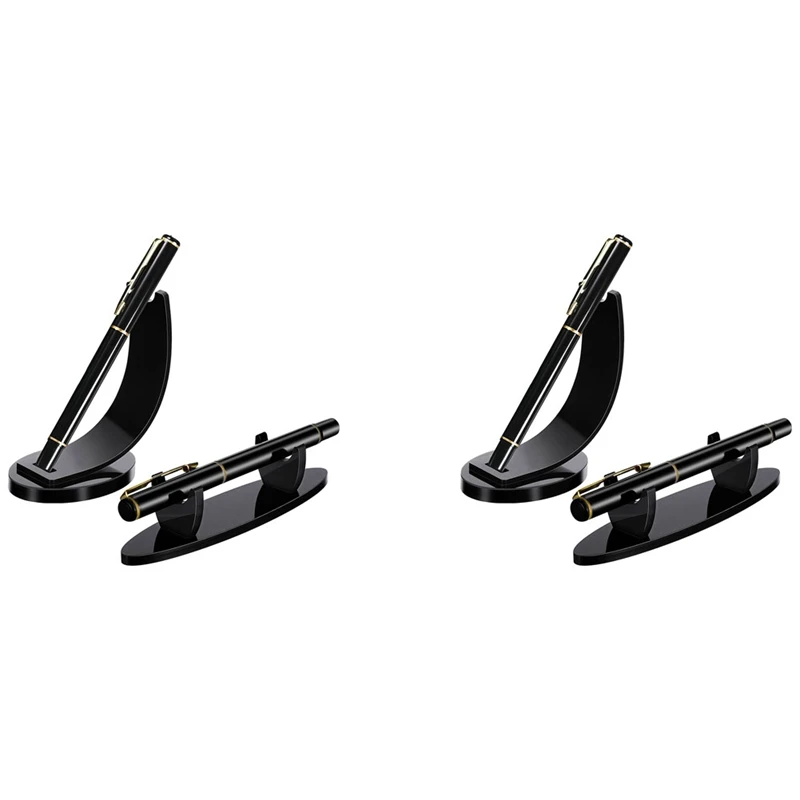 

4 Pieces Acrylic Pen Holder Display Stand Pencil Display Holder Fountain Pen Ballpoint Pen Display Rack (Black)