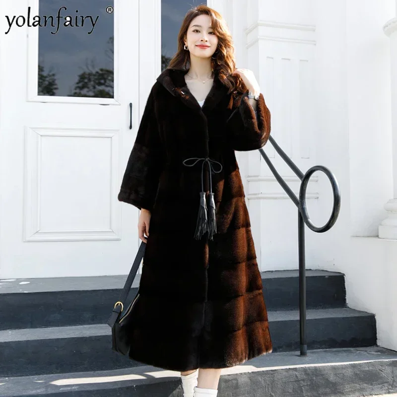 Шуба из натуральной норки Женская длинная шуба цельной и куртки для женщин