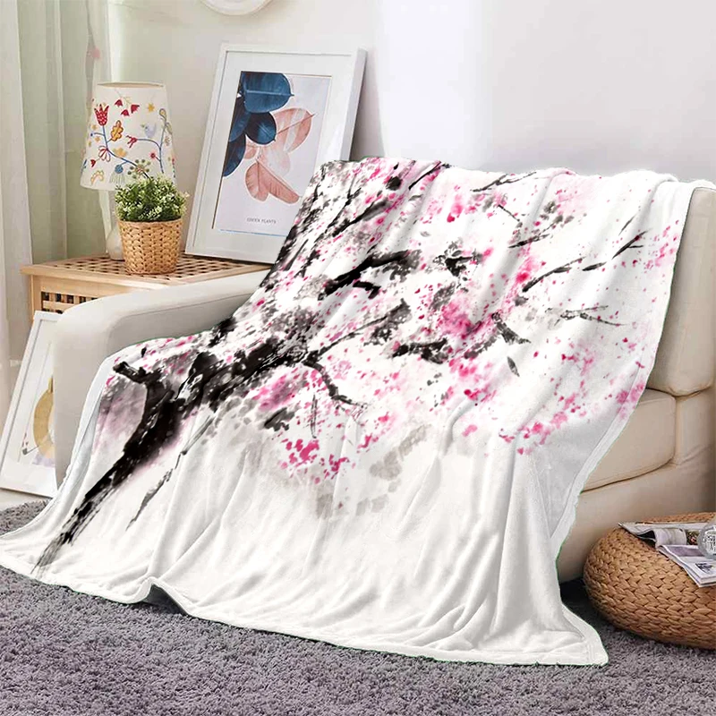 

Plush Sofa Bed Throwing Cartoon Modern Flannel Blanket Cover Gedruckt Bettdecke Geschenk Picnic Blankets Chinese PaintingSoft