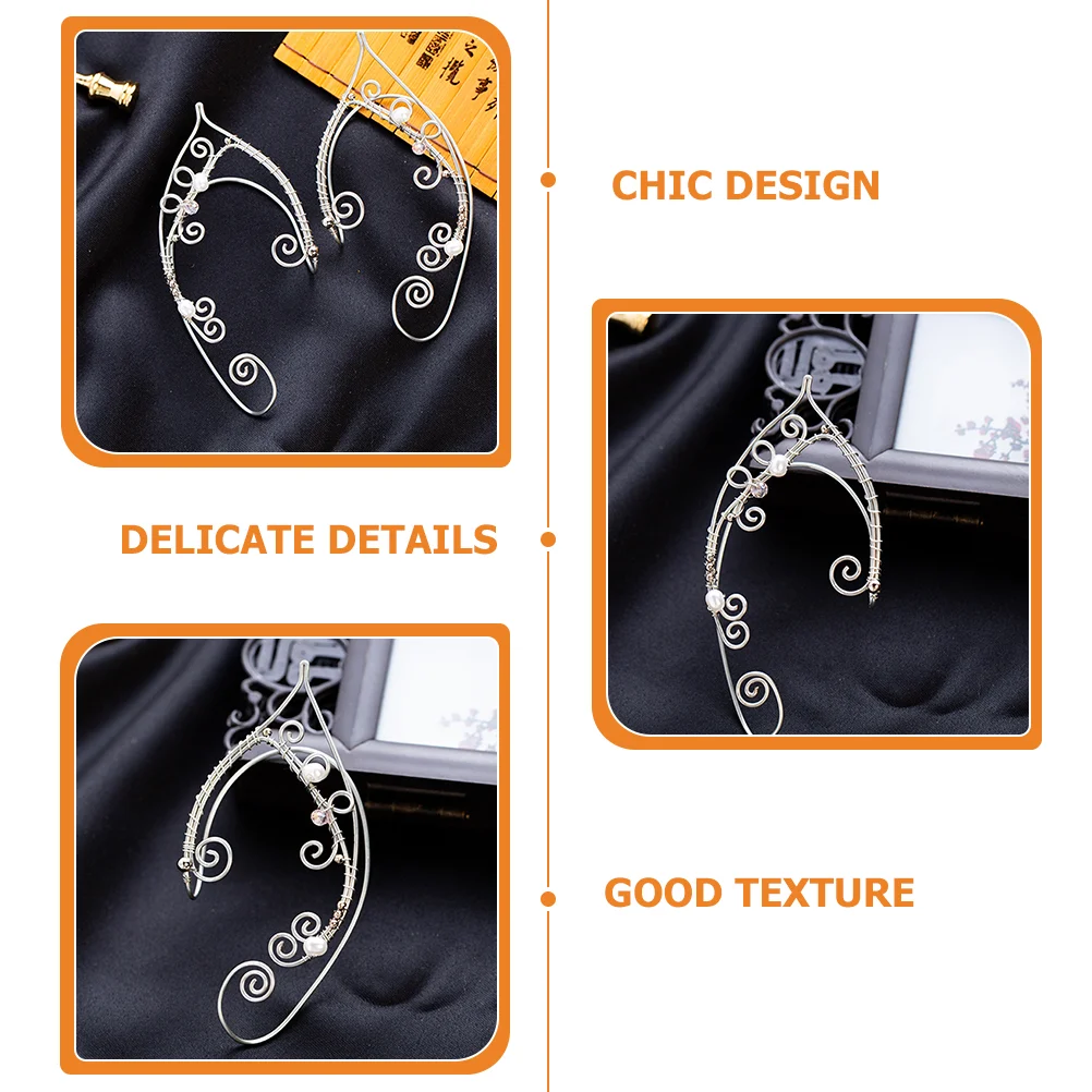 Жемчужные висячие серьги Серебряные манжеты Эльф и зажимы Темпераментные