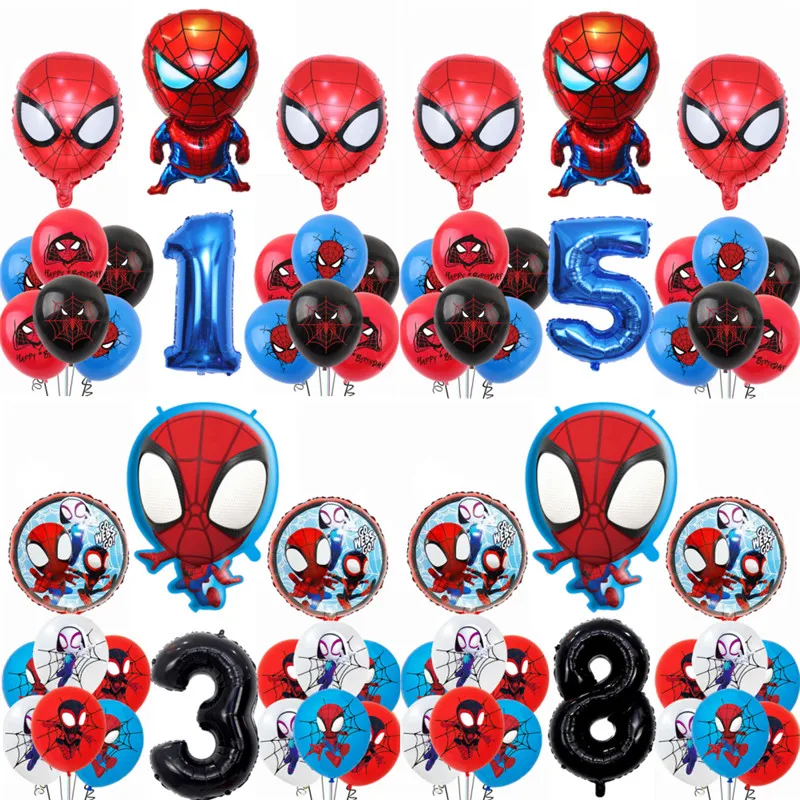 

1Set Spiderman Balloons Baby Shower Boys Birthday Party Decorations 32 Inch Number Cartoon Superhero Balloon Kids Toys Globos