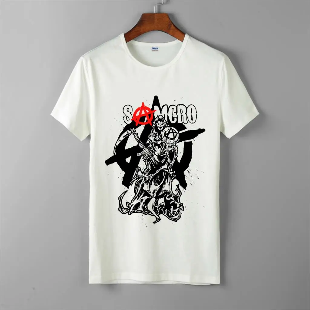 

samcro sons of anarchy t shirt for men's new fashion o-neck cotton short sleeves tops tee printed unisex casual t-shirt