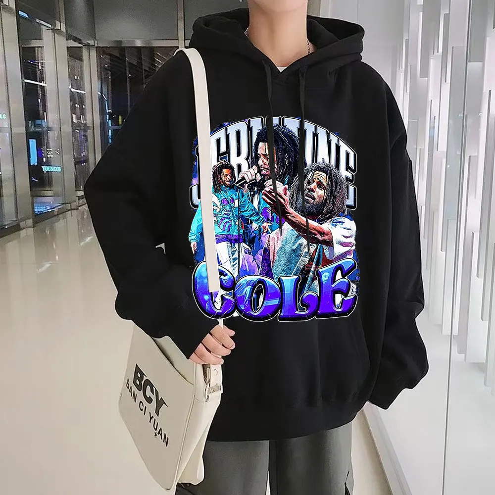 

Popularity Rapper J Cole Crooked Smile Graphic Print Hoodies Harajuku Men Women Black Pullover Oversized Fashion Sweatshirt Top