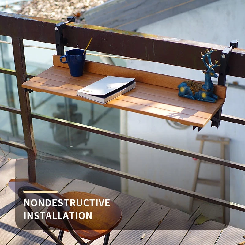 

Nordic Simple Outdoor Wooden Bar Table Balcony Foldable Hanging Table Wall Hanging Table Small Household Railing Computer Study