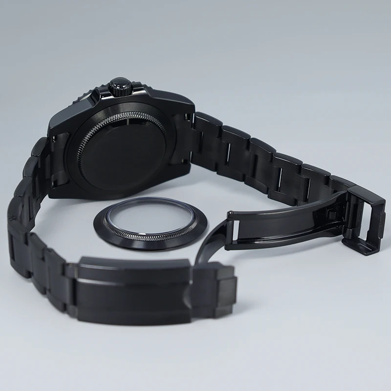 NH35 40 мм ремешок для часов планер Seiko NH36 4R36 8215 2824 черный циферблат 28 5 серебристый