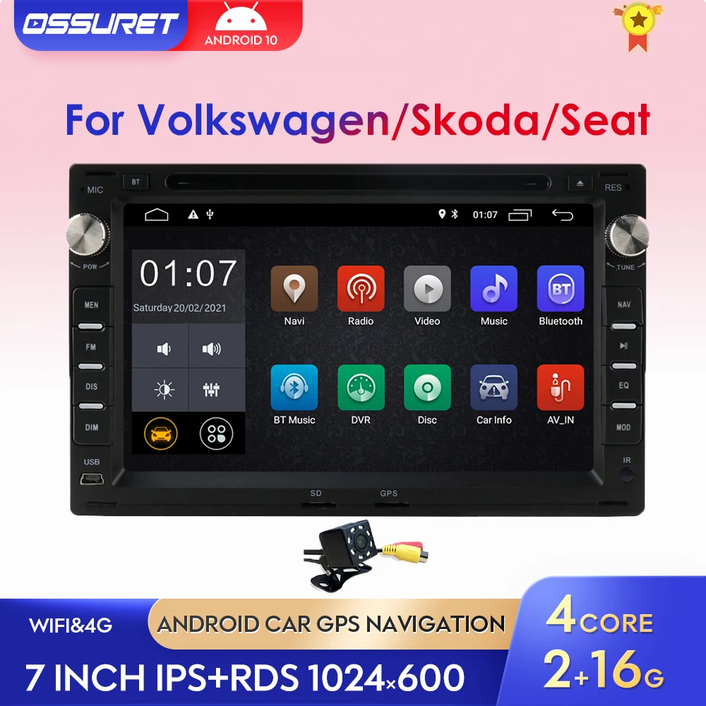 Автомобильный мультимедийный плеер стерео-система на Android 10 с GPS для Volkswagen Golf Polo