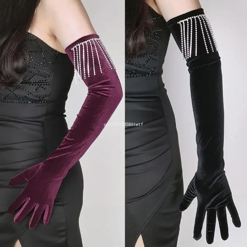

Бархатные длинные перчатки, вечерние перчатки, женские формальные танцевальные рукава, банкетные перчатки, Прямая поставка