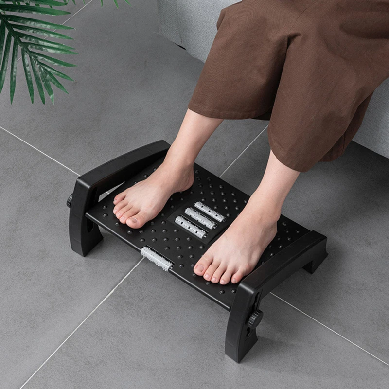 

Adjustable Footrest With Massaging Function Adjustable Height &Tilt Office Foot Rest Stool Under Desk Support