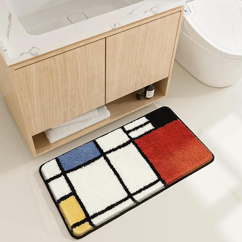 

Цветной сетчатый коврик для ванной, высококачественный утолщенный Флокированный ковер для ванной, Нескользящий Впитывающий дверной коврик для душевой комнаты, коврик для ванной
