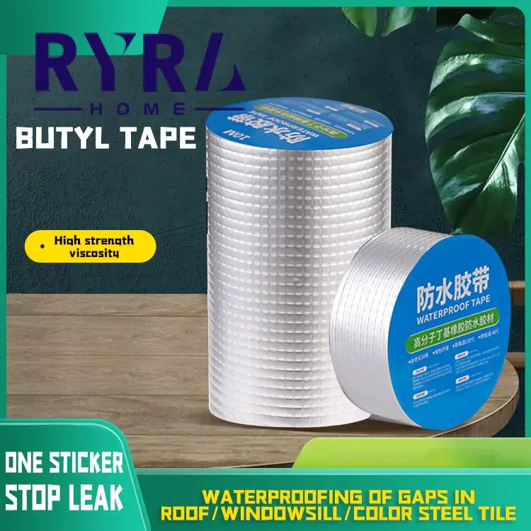 

Aluminum Foil Thicken Butyl Tape High Temperature Resistance Waterproof Tape Wall Roof Crack Pipe Adhesive Repair Tape 5/10m New