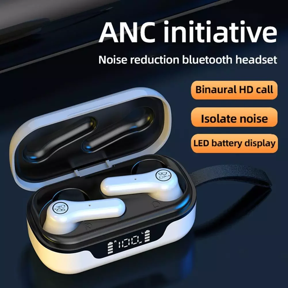 

Pro Bluetooth V5.1 Headset Active Noise Cancelling With LED Display Portable Wireless Touch Control Earbuds TWS Earphone