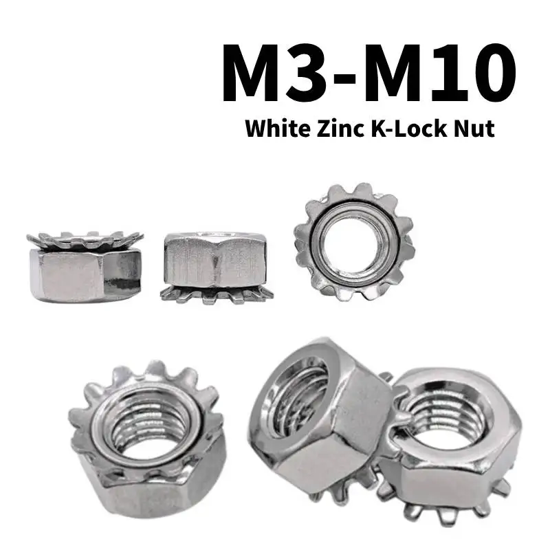 

30/20/10/5 шт. белая оцинкованная сталь K-образная гайка K-образная Шестерня K-образная гайка, кепки, гайки, зубчатая Шестигранная гайка M3 M4 M5 M6M8 M10