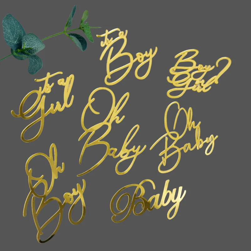 INS Oh Baby Acrylic топперы для торта на день рождения золотистый Серебристый Топпер