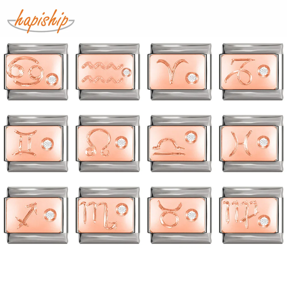 Hapiship новые оригинальные Подвески Роза 12 созвездий итальянские Подвески для браслета 9 мм Изготовление ювелирных изделий из нержавеющей стали DJ129