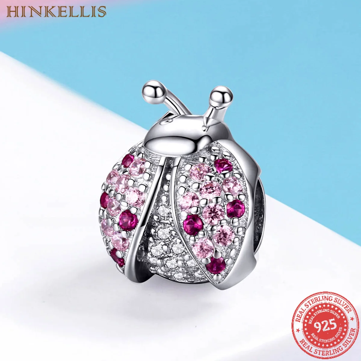 

S925 Sterling Silver LADYBIRD Beads White Gold Plated Beaded Bracelet Silver DIY Ornament Accessories