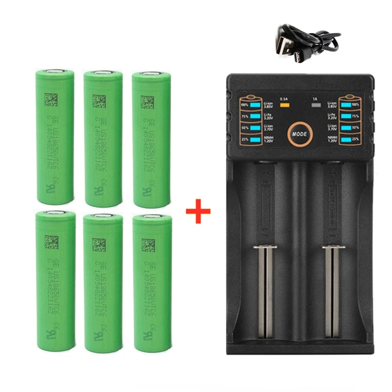 

2022 New original 3.7 V 3000 MAH 18650 battery for us18650 Sony VTC6 30A toys tools flashlight battery+USB Charger