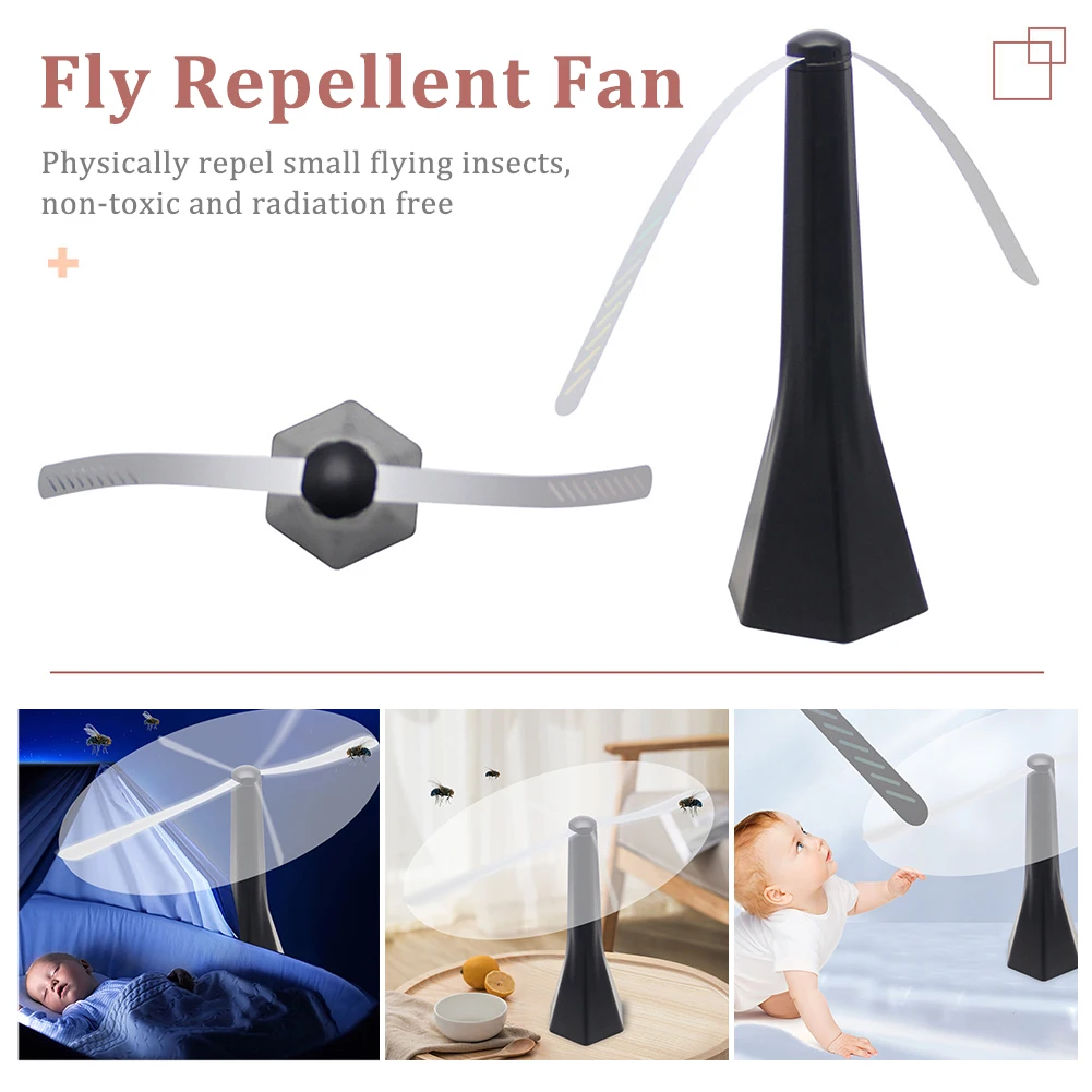 

Safe Fly Fan Battery Oprated Tabletop Fly Repellent Outdoor Indoor Food Fan With Holographic Blade Portable Bug Deterrent Fan