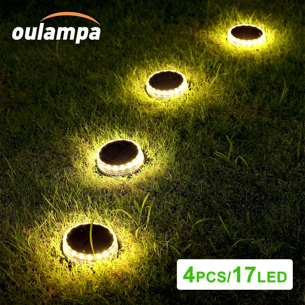 

4PCS 17LED Solar Garden Light Outdoor IP65 Waterproof for Lawn Pathway Patio Stair Driveway Courtyard Landscape Decoration Lamp